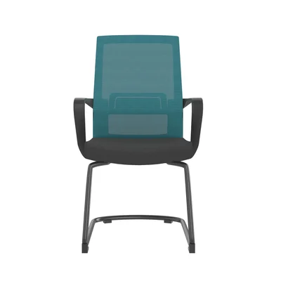 Посетителски стол RFG Smart M, дамаска и меш, до 120 kg, черна седалка, синя облегалка, 2 броя в комплект