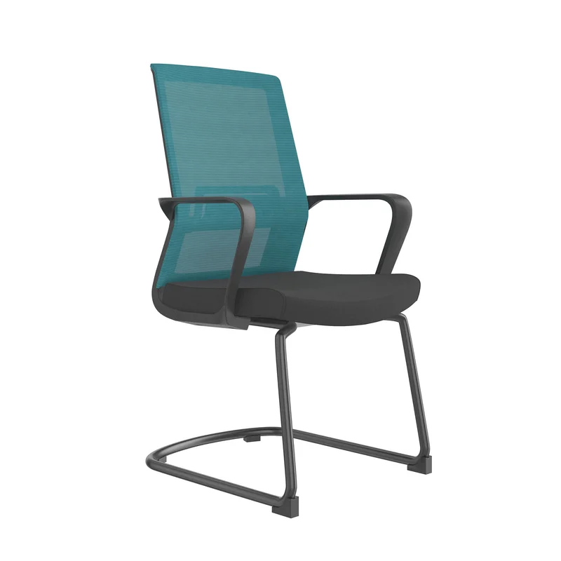 Посетителски стол RFG Smart M, дамаска и меш, до 120 kg, черна седалка, синя облегалка, 2 броя в комплект