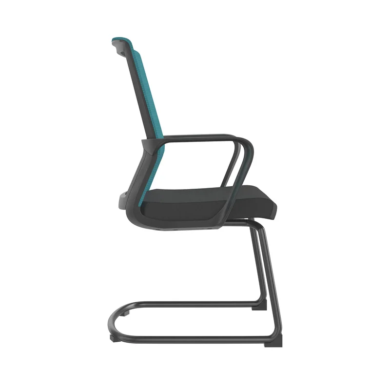 Посетителски стол RFG Smart M, дамаска и меш, до 120 kg, черна седалка, синя облегалка, 2 броя в комплект