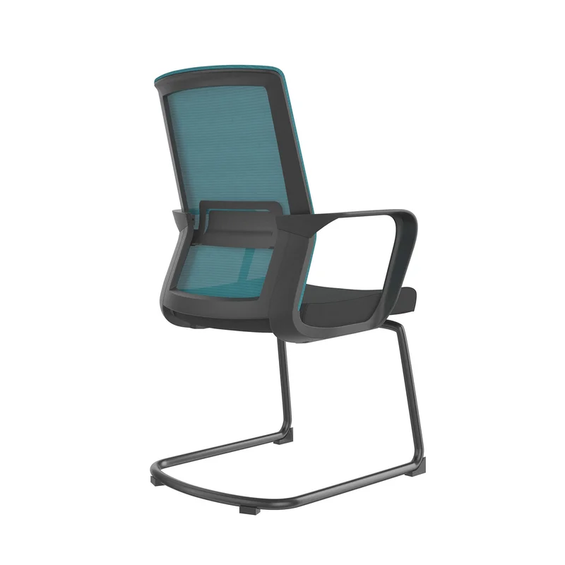 Посетителски стол RFG Smart M, дамаска и меш, до 120 kg, черна седалка, синя облегалка, 2 броя в комплект