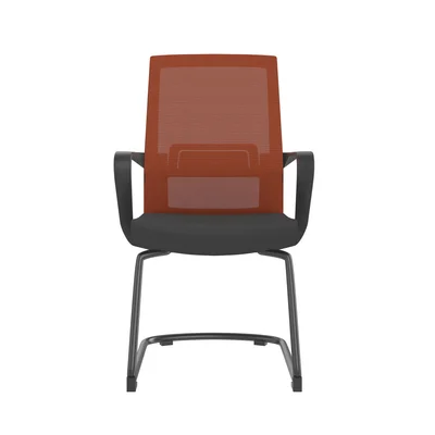 Посетителски стол RFG Smart M, дамаска и меш, до 120 kg, черна седалка, тъмночервена облегалка, 2 броя в комплект