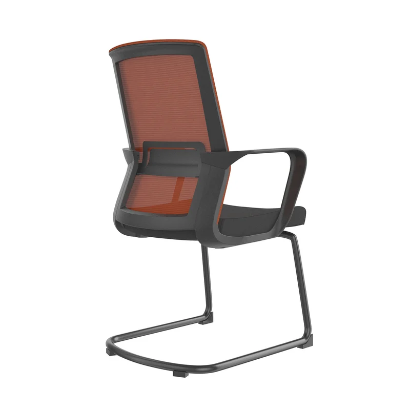 Посетителски стол RFG Smart M, дамаска и меш, до 120 kg, черна седалка, тъмночервена облегалка, 2 броя в комплект