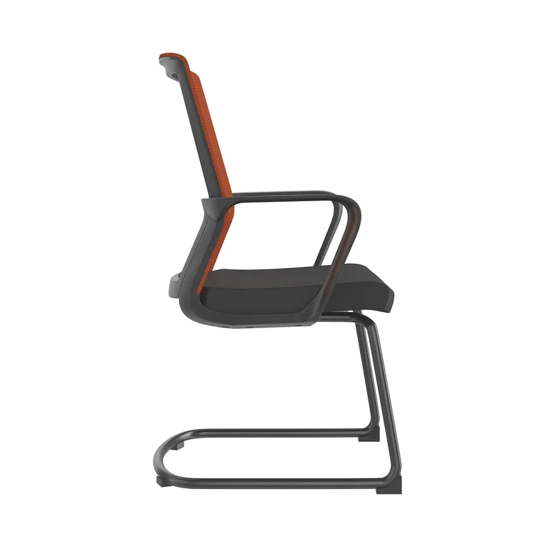Посетителски стол RFG Smart M, дамаска и меш, до 120 kg, черна седалка, тъмночервена облегалка, 2 броя в комплект
