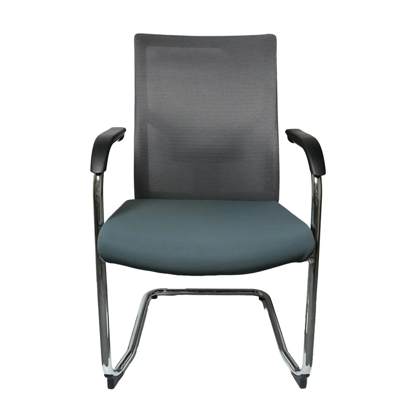 Посетителски стол RFG Snow Black M, дамаска и меш, до 120 kg, зелена седалка, светлосива облегалка, 2 броя в комплект