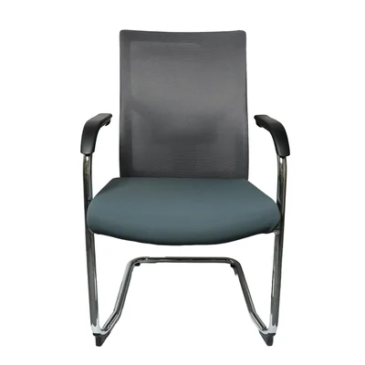 Посетителски стол RFG Snow Black M, дамаска и меш, до 120 kg, зелена седалка, светлосива облегалка, 2 броя в комплект