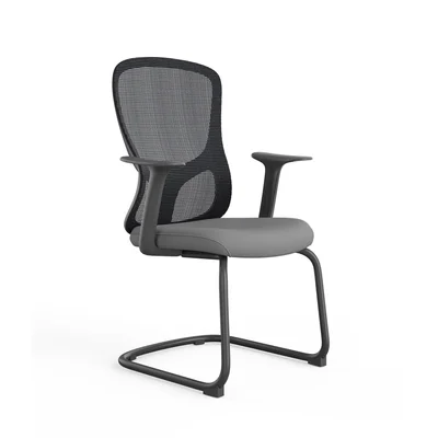 Посетителски стол RFG Smarter M, дамаска и меш, до 120 kg, сива седалка, сива облегалка, 2 броя в комплект