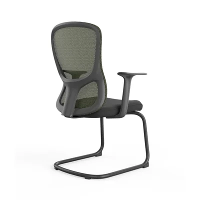 Посетителски стол RFG Smarter M, дамаска и меш, до 120 kg, черна седалка, зелена облегалка, 2 броя в комплект