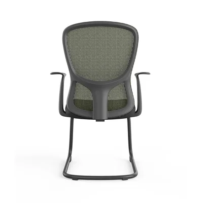 Посетителски стол RFG Smarter M, дамаска и меш, до 120 kg, черна седалка, зелена облегалка, 2 броя в комплект