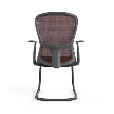 Посетителски стол RFG Smarter M, дамаска и меш, до 120 kg, черна седалка, червена облегалка, 2 броя в комплект