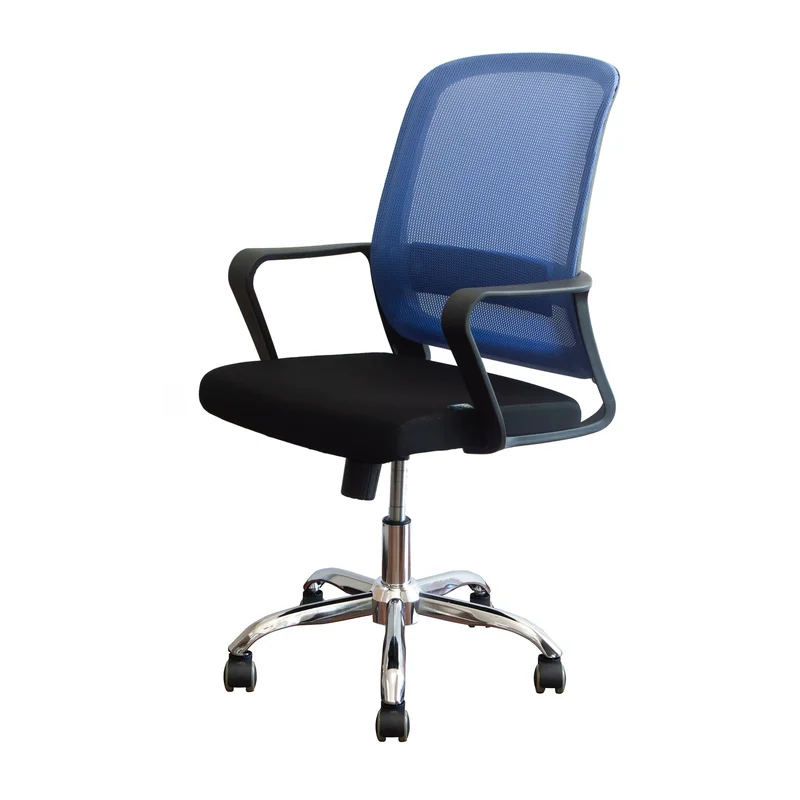 Офис стол RFG Parma Black W, дамаска и меш, до 120 kg, черна седалка, синя облегалка, сглобена мостра