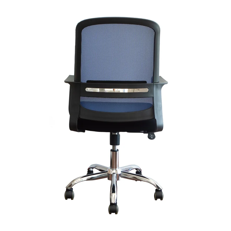 Офис стол RFG Parma Black W, дамаска и меш, до 120 kg, черна седалка, синя облегалка, сглобена мостра