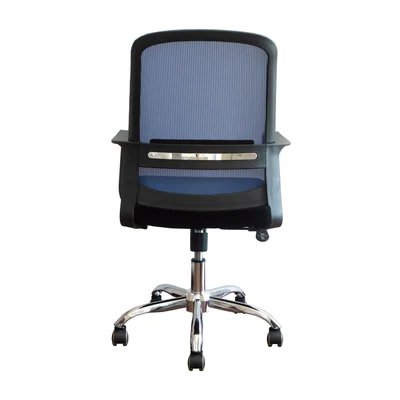 Офис стол RFG Parma Black W, дамаска и меш, до 120 kg, черна седалка, синя облегалка, сглобена мостра