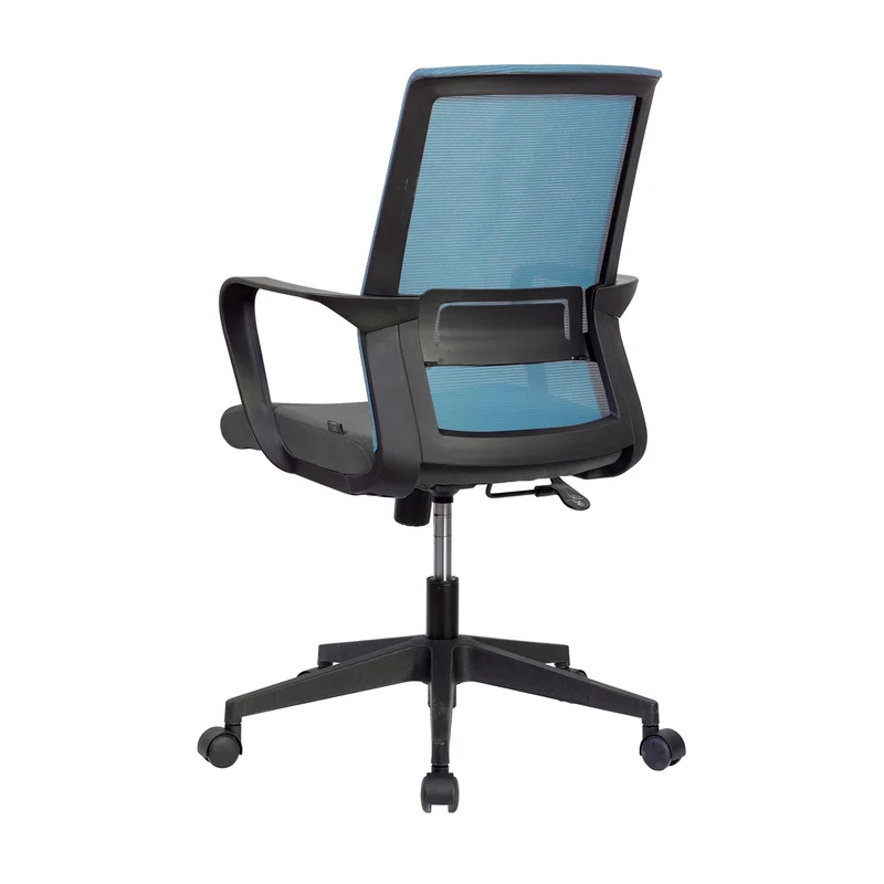 Офис стол RFG Smart W, дамаска и меш, Tilt механизъм, до 120 kg, черна седалка, светлосиня облегалка