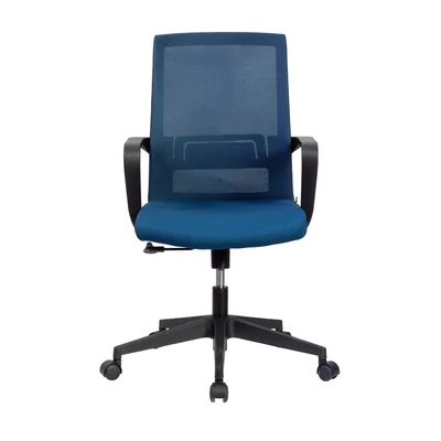 Офис стол RFG Smart W, дамаска и меш, Tilt механизъм, до 120 kg, тъмносиня седалка, тъмносиня облегалка