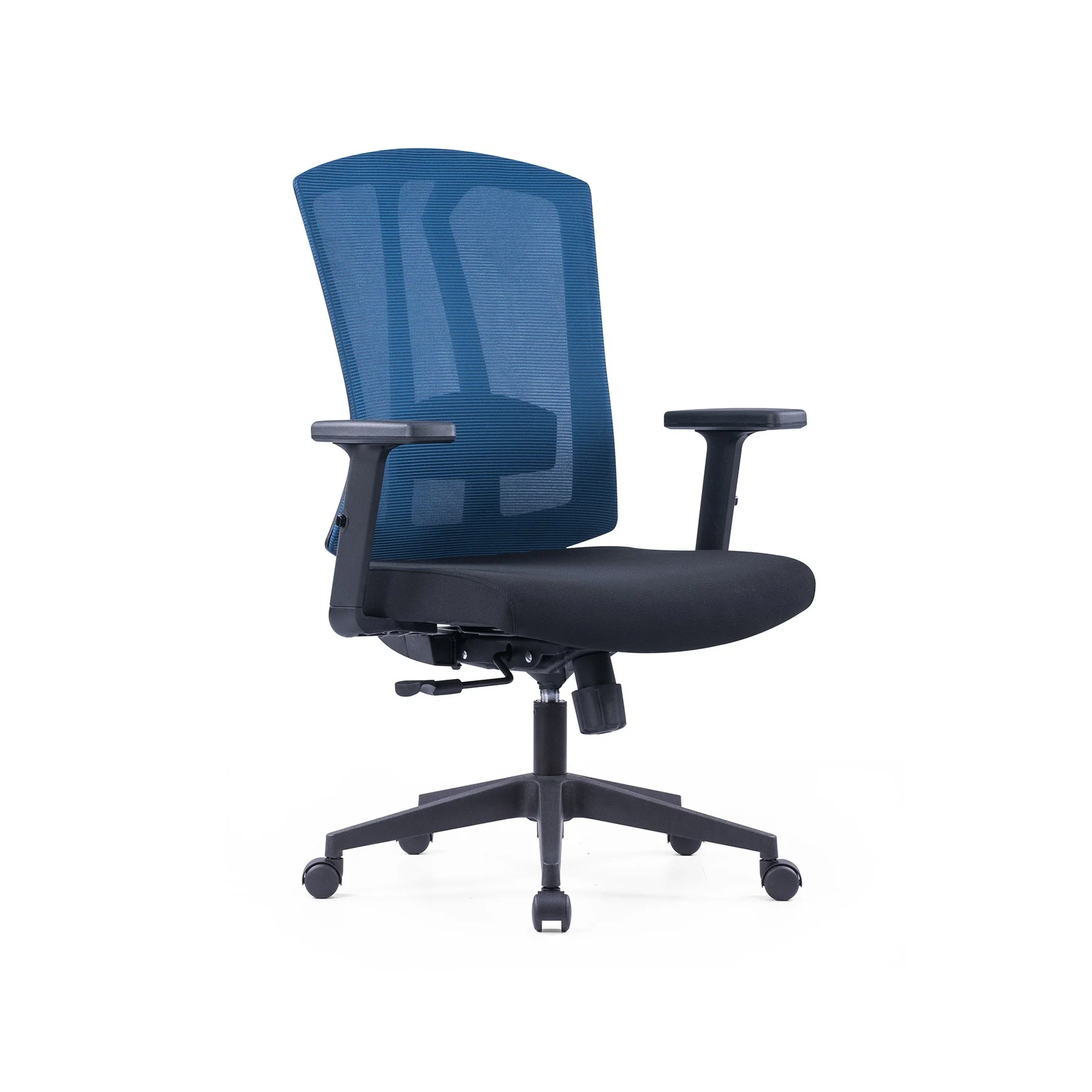 Офис стол RFG Brixxen W, дамаска и меш, Tilt механизъм, до 120 kg, черна седалка, тъмносиня облегалка