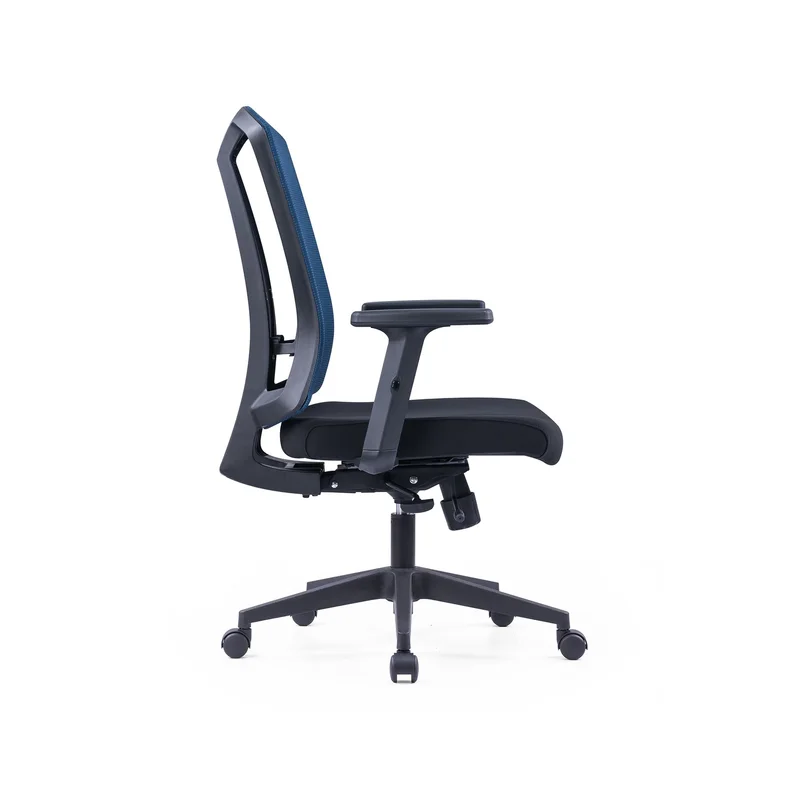 Офис стол RFG Brixxen W, дамаска и меш, Tilt механизъм, до 120 kg, черна седалка, тъмносиня облегалка