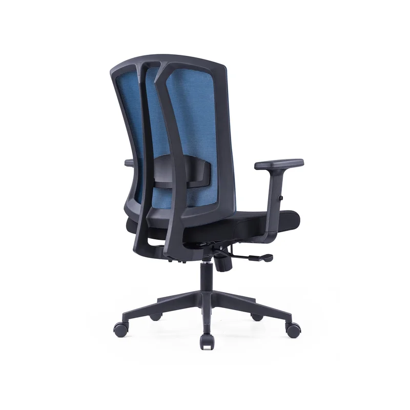 Офис стол RFG Brixxen W, дамаска и меш, Tilt механизъм, до 120 kg, черна седалка, тъмносиня облегалка