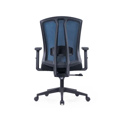 Офис стол RFG Brixxen W, дамаска и меш, Tilt механизъм, до 120 kg, черна седалка, тъмносиня облегалка