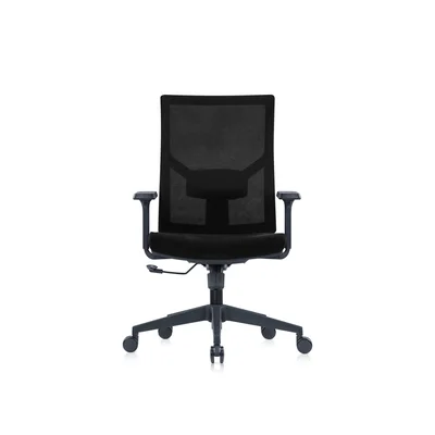 Ергономичен стол RFG Snow Black W, дамаска и меш, Multi-function механизъм, до 120 kg, черна седалка, черна облегалка