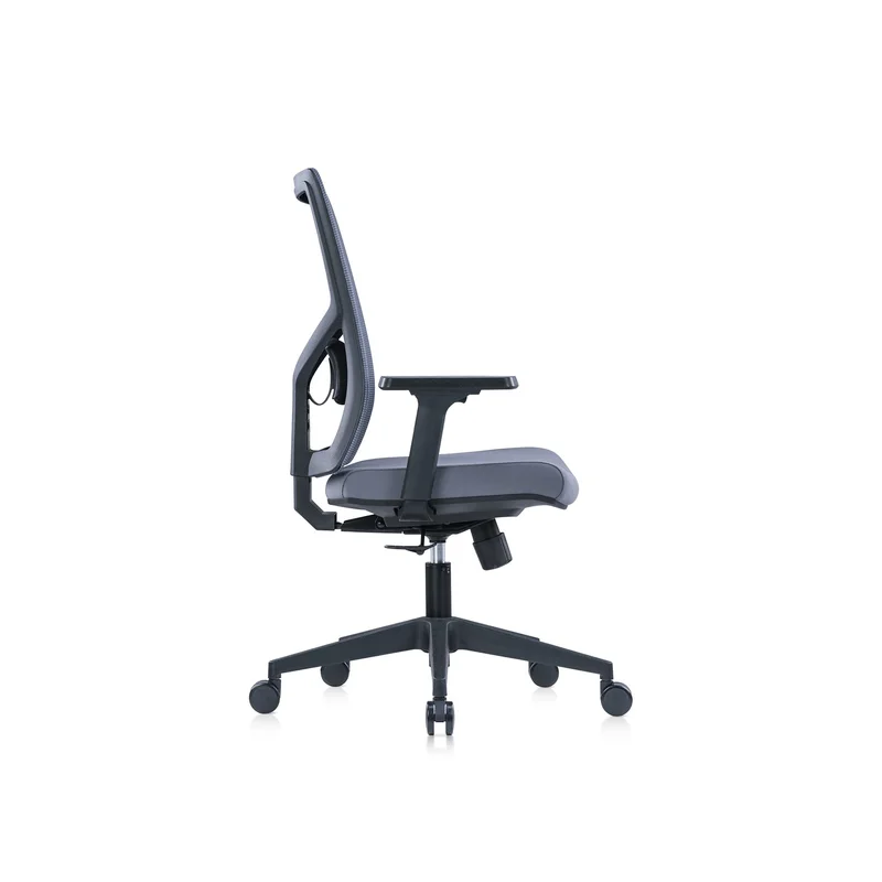Ергономичен стол RFG Snow Black W, дамаска и меш, Multi-function механизъм, до 120 kg, светлосива седалка, светлосива облегалка