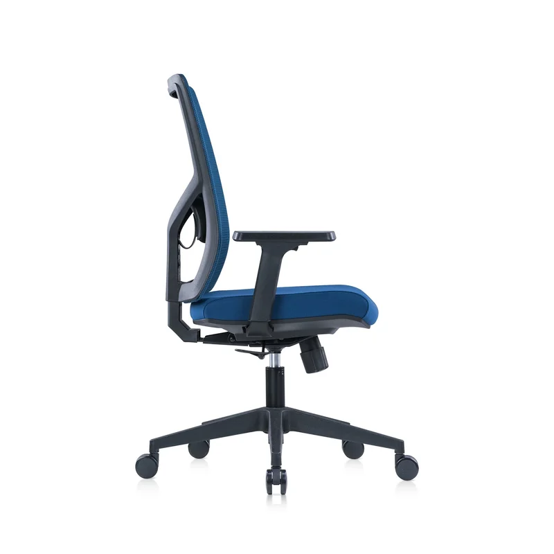 Ергономичен стол RFG Snow Black W, дамаска и меш, Multi-function механизъм, до 120 kg, тъмносиня седалка, тъмносиня облегалка