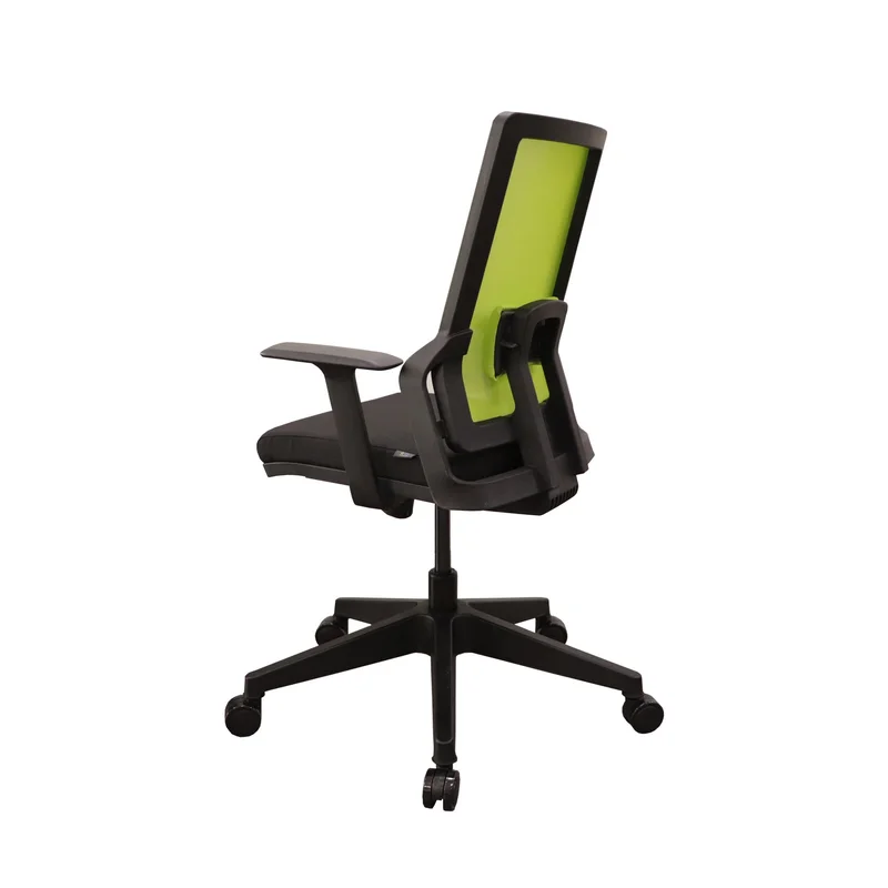 Офис стол RFG Trento 02 W, дамаска и меш, Multi Tilt механизъм, до 120 kg, черна седалка, зелена облегалка
