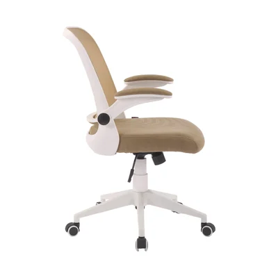 Офис стол RFG Pretty White W, дамаска и меш, Tilt механизъм, до 120 kg, бежов