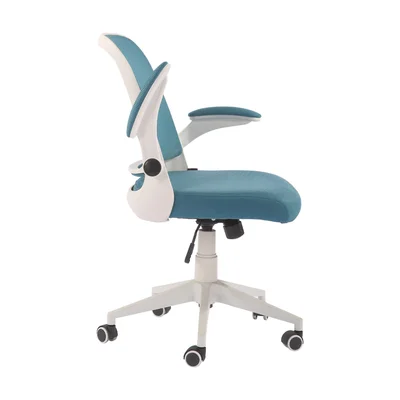 Офис стол RFG Pretty White W, дамаска и меш, Tilt механизъм, до 120 kg, синьо-зелен
