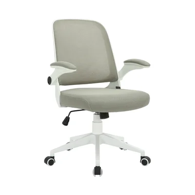 Офис стол RFG Pretty White W, дамаска и меш, Tilt механизъм, до 120 kg, сив