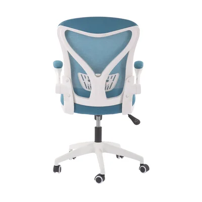 Офис стол RFG Jolly White W, дамаска и меш, Tilt механизъм, до 120 kg, синьо-зелен
