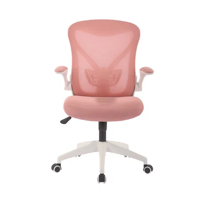 Офис стол RFG Jolly White W, дамаска и меш, Tilt механизъм, до 120 kg, розов