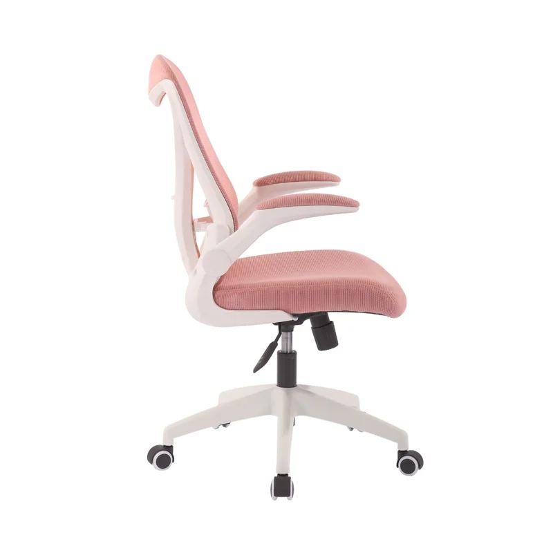 Офис стол RFG Jolly White W, дамаска и меш, Tilt механизъм, до 120 kg, розов