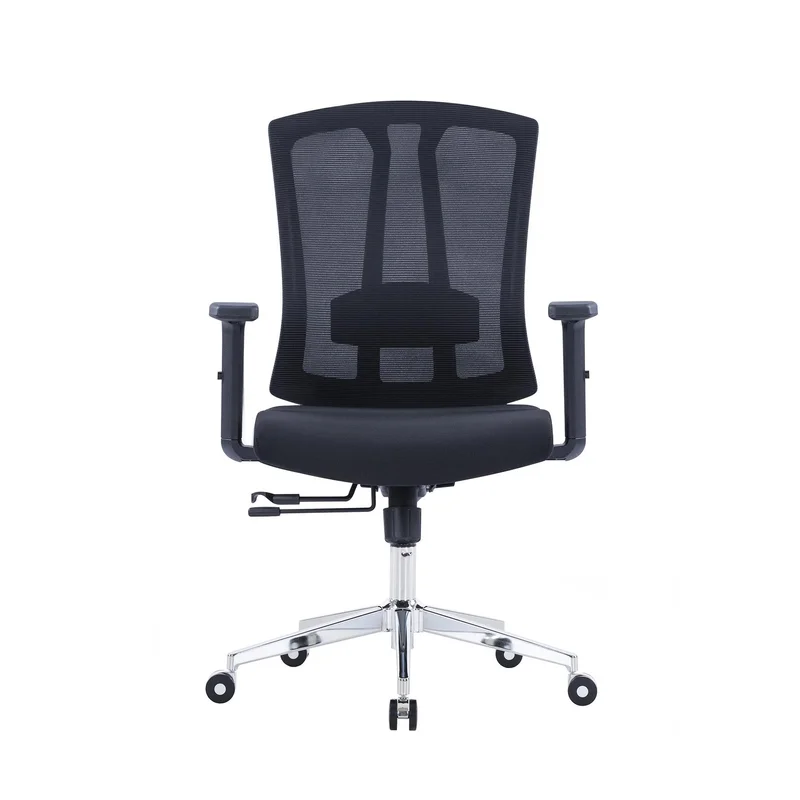 Ергономичен стол RFG Primo Lux Chrome W, дамаска и меш, Multi-function механизъм, до 130 kg, черен
