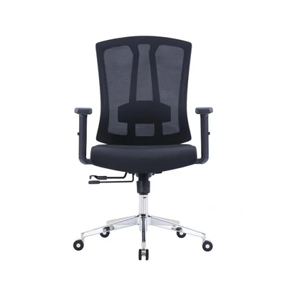 Ергономичен стол RFG Primo Lux Chrome W, дамаска и меш, Multi-function механизъм, до 130 kg, черен