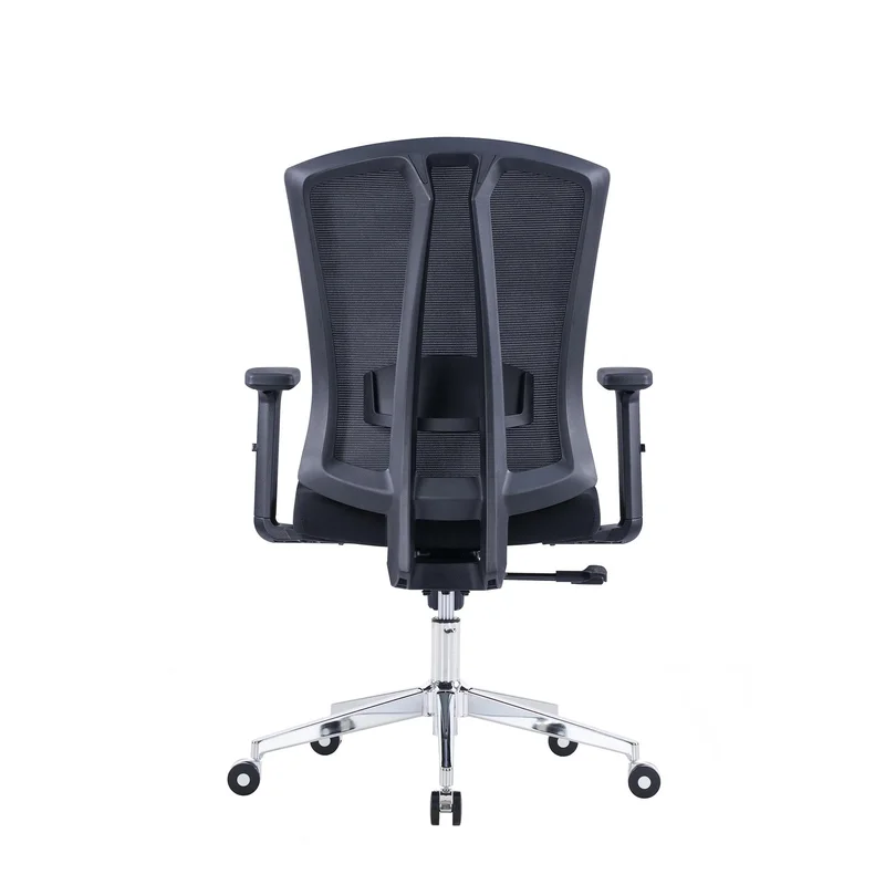 Ергономичен стол RFG Primo Lux Chrome W, дамаска и меш, Multi-function механизъм, до 130 kg, черен