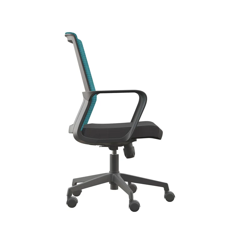 Офис стол RFG Smart W, дамаска и меш, Tilt механизъм, до 120 kg, черна седалка, синя облегалка