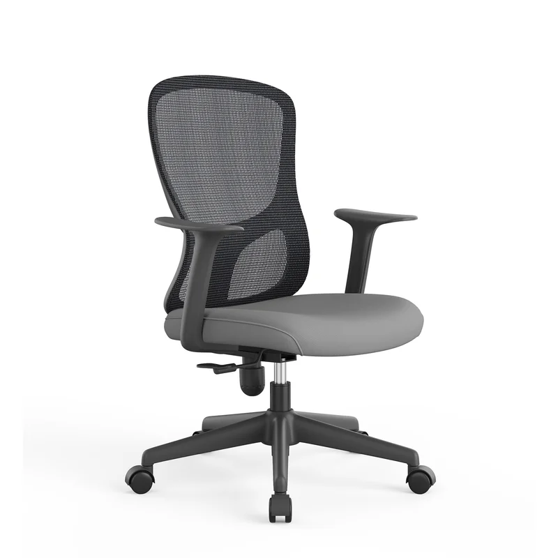 Офис стол RFG Smarter W, дамаска и меш, до 120 kg, сива седалка, сива облегалка