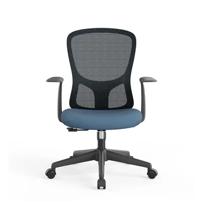 Офис стол RFG Smarter W, дамаска и меш, до 120 kg, тъмносиня седалка, тъмносиня облегалка