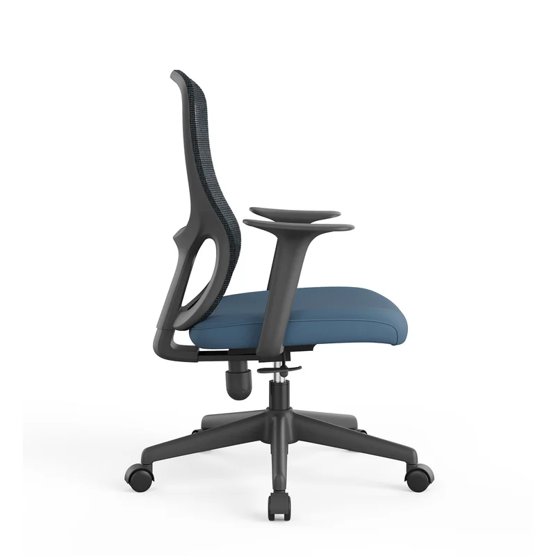 Офис стол RFG Smarter W, дамаска и меш, до 120 kg, тъмносиня седалка, тъмносиня облегалка