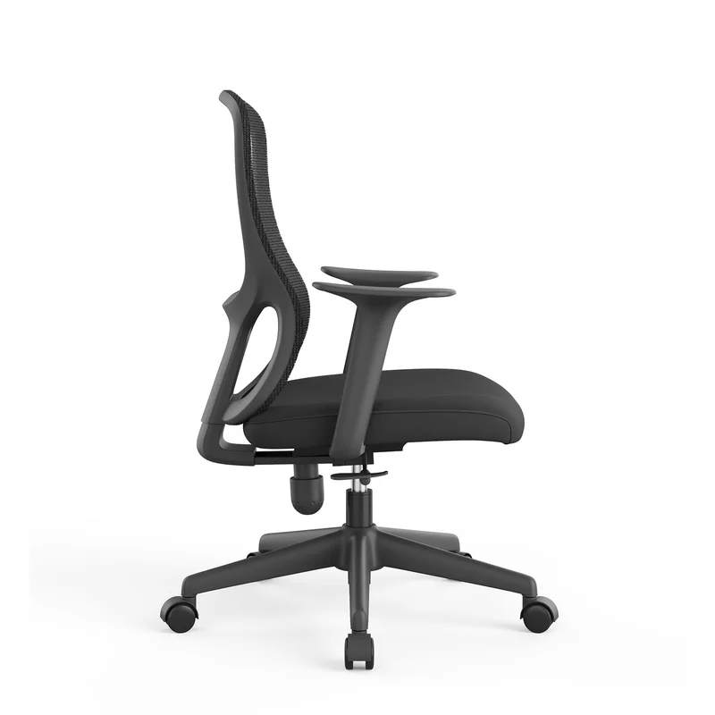 Офис стол RFG Smarter W, дамаска и меш, до 120 kg, черна седалка, черна облегалка