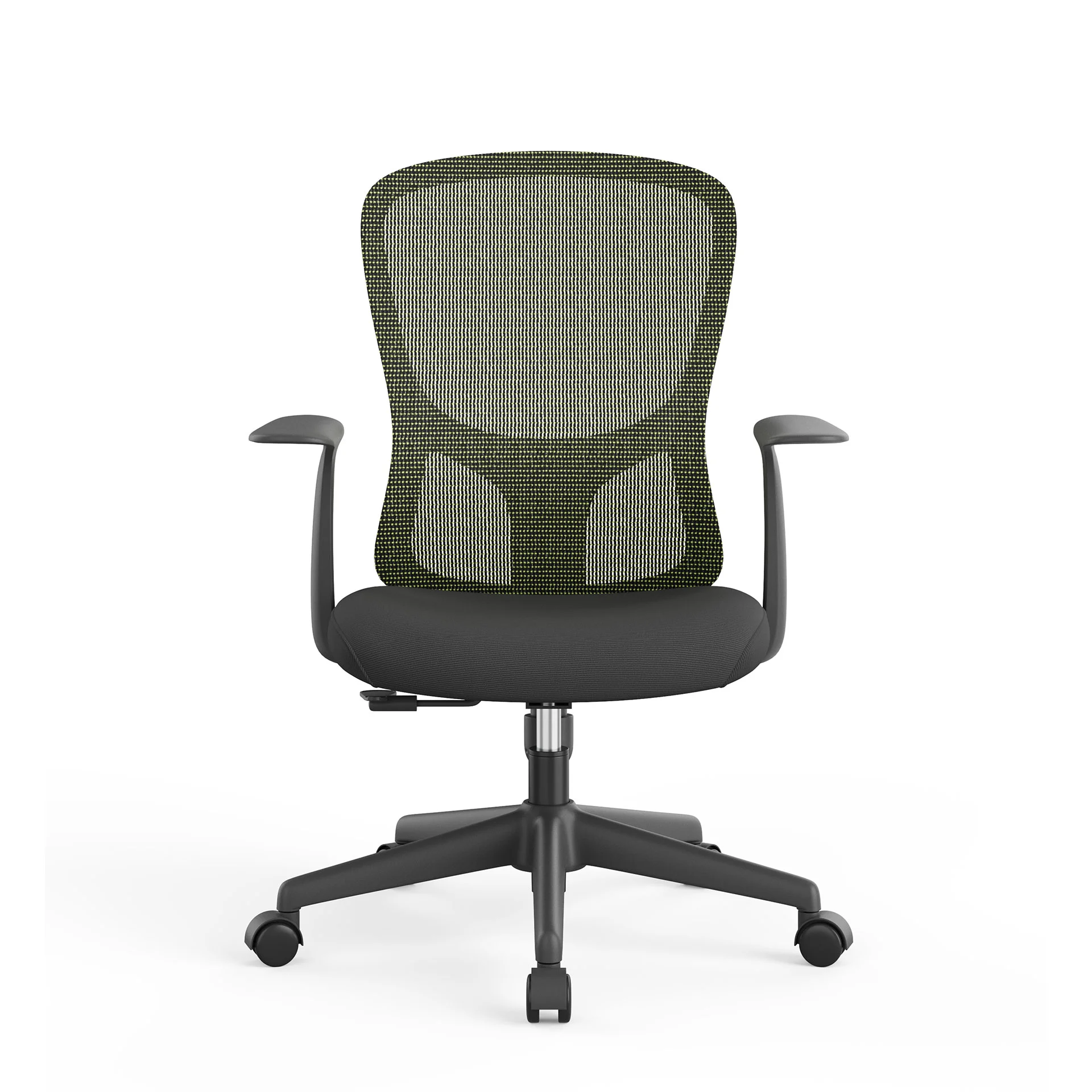 Офис стол RFG Smarter W, дамаска и меш, до 120 kg, черна седалка, зелена облегалка
