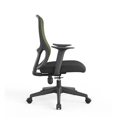 Офис стол RFG Smarter W, дамаска и меш, до 120 kg, черна седалка, зелена облегалка