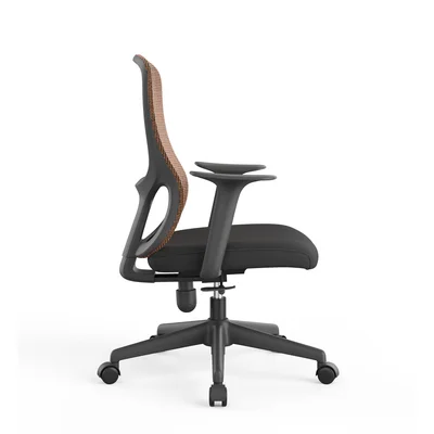 Офис стол RFG Smarter W, дамаска и меш, до 120 kg, черна седалка, оранжева облегалка