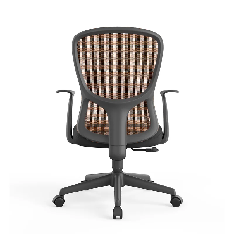 Офис стол RFG Smarter W, дамаска и меш, до 120 kg, черна седалка, оранжева облегалка