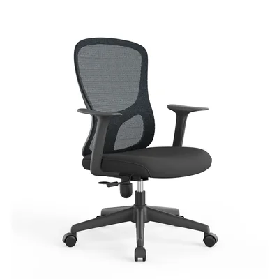 Офис стол RFG Smarter W, дамаска и меш, до 120 kg, черна седалка, тъмносиня облегалка