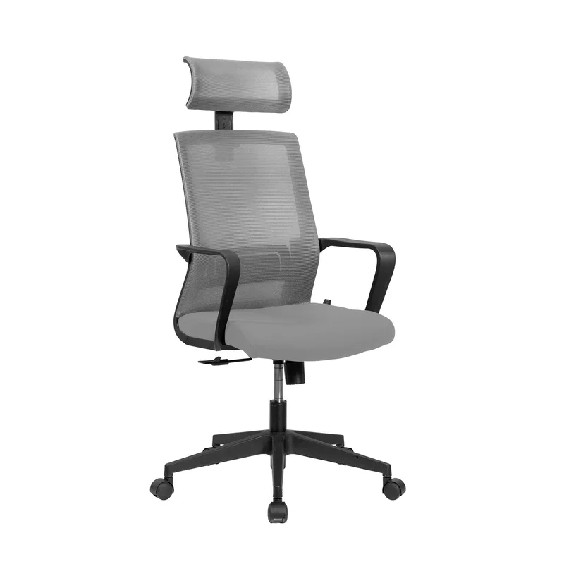 Директорски стол RFG Smart HB, дамаска и меш, Tilt механизъм, до 120 kg, тъмносива седалка, сива облегалка