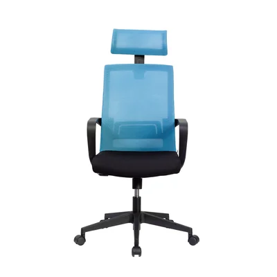 Директорски стол RFG Smart HB, дамаска и меш, Tilt механизъм, до 120 kg, черна седалка, светлосиня облегалка