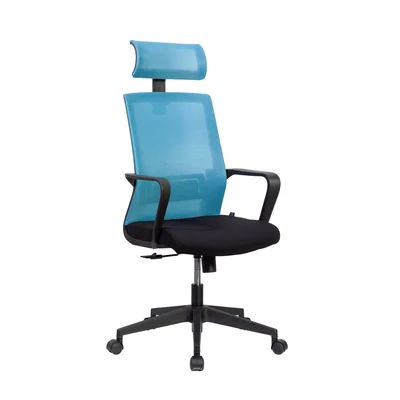 Директорски стол RFG Smart HB, дамаска и меш, Tilt механизъм, до 120 kg, черна седалка, светлосиня облегалка