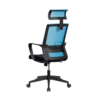 Директорски стол RFG Smart HB, дамаска и меш, Tilt механизъм, до 120 kg, черна седалка, светлосиня облегалка