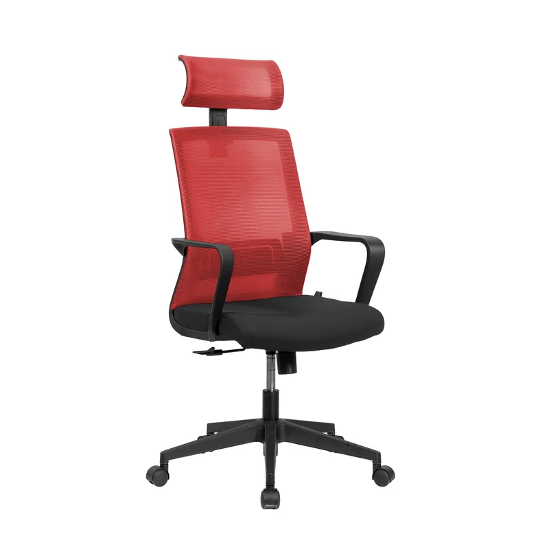 Директорски стол RFG Smart HB, дамаска и меш, Tilt механизъм, до 120 kg, черна седалка, червена облегалка